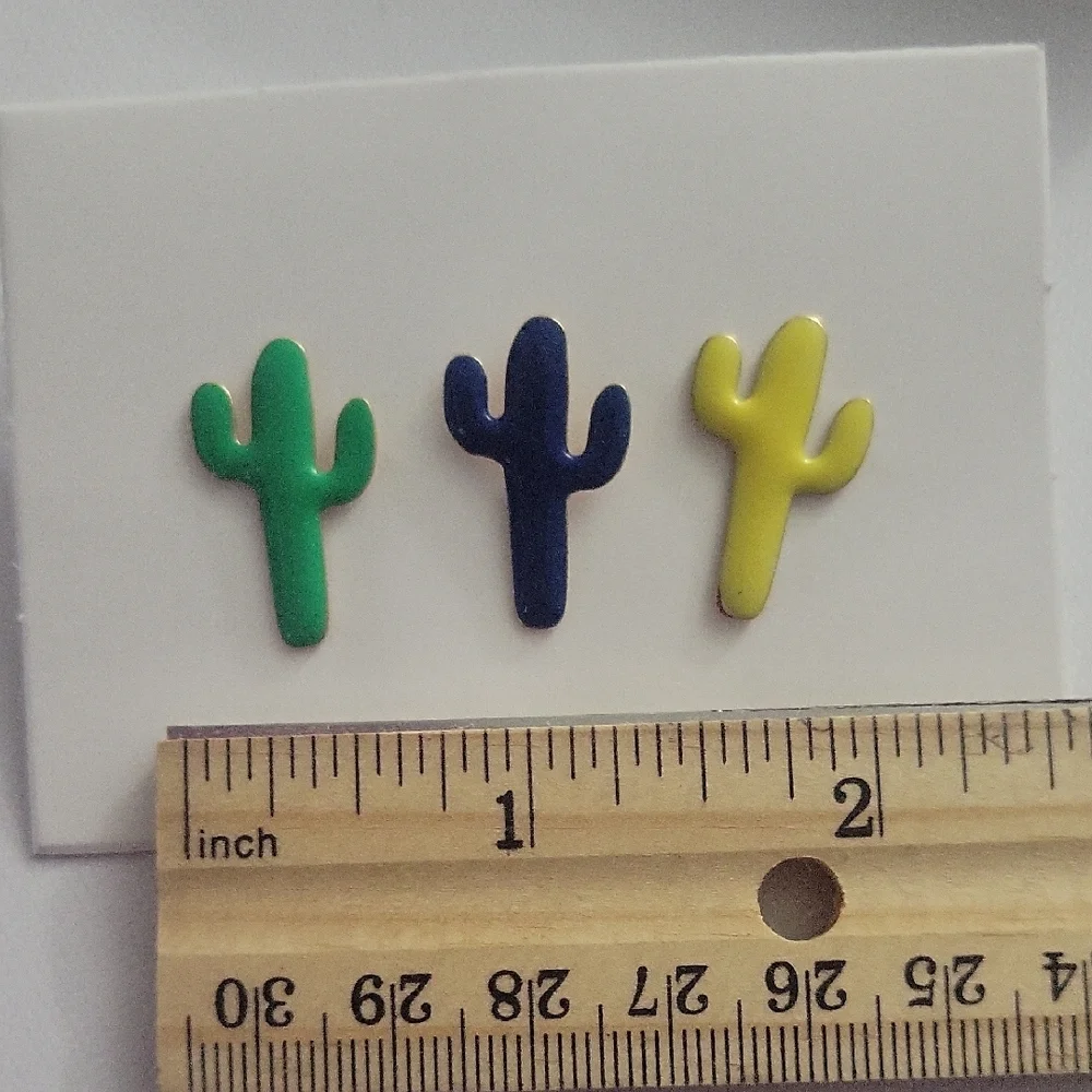 Green and Blue Cactus Brooch Set
